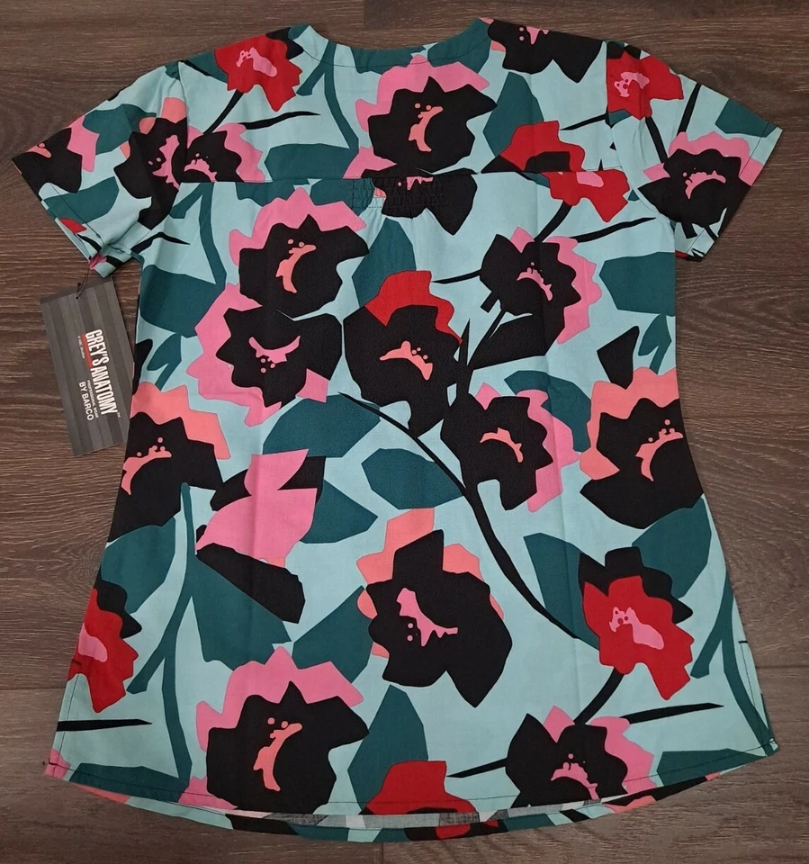 Women's Floral Grey's Anatomy Scrub Top in Size X-Small Sku #15 - Image 2 of 4