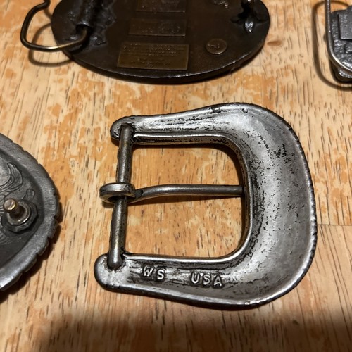 Lot Of 5 Vintage Brass Belt Buckles USA Horse Two Step Boots American Indian - Picture 16 of 17