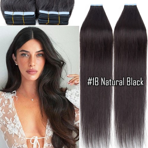 CLEARANCE Tape In 100% Real Human Hair Extensions Skin Weft FULL HEAD Thick 150g - Picture 23 of 39