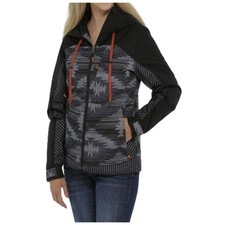 Maj9846001 Cinch Women's Ski Coat- Black With Aztec Print New