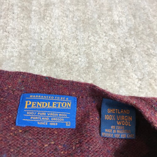 Pendleton Sweater Mens Large Vest Shetland Virgin Wool Red Chunky Casual Adult - Picture 5 of 12