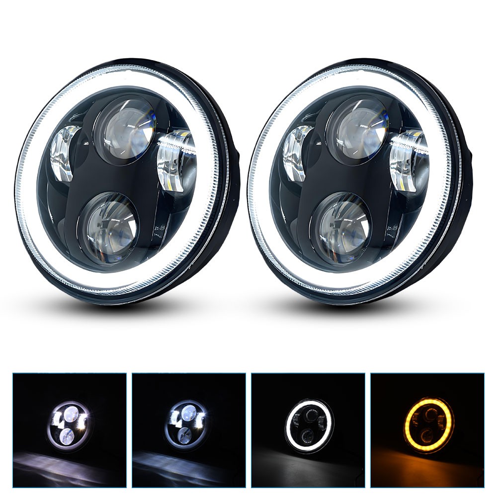 For 1977-1980 Rolls-Royce Silver Wraith II 5.75 5-3/4 LED Headlights Hi/Lo Beam
