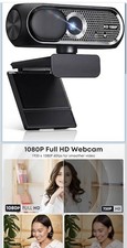 HD 1080P USB Webcam 60fps Plug Play with Microphone Black Clip-On