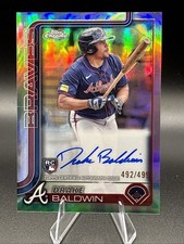 2025 Topps Chrome Rookie Autographs Drake Baldwin RA-DBA Refractor /499 (AU, RC)