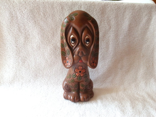Vintage Hobbyist Ceramic Flower Power Hound Dog Figurine-So Kitschy!