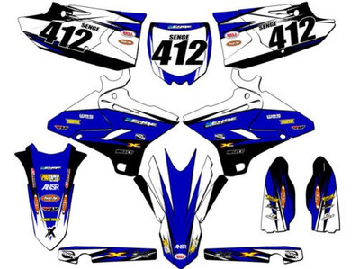 2008-2014 Polisport Restyle YZ 125 Velocity Blau Senge Grafiken Set Kompatibel