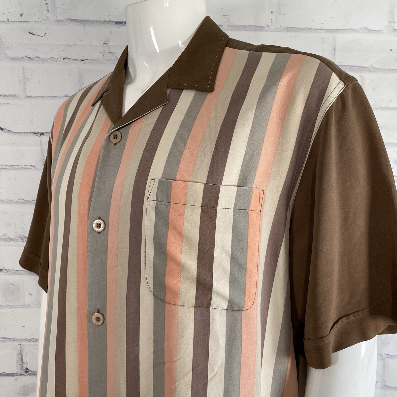 Nat Nast Shirt Men's Large Bowling Style Camp Shirt 100% Silk Luxury Originals