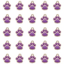 40Pcs Enamel Paw Print Charm Dog Paw Footprint Charms Metal Purple/Gold