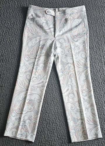 Vintage 1970s Sansabelt Novelty Paisley Print Men's Golf Pants 34" - Picture 1 of 7