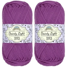 JubileeYarn Dainty Light Yarn - 100g/Skein Worsted Weight Cotton - 202 Lilac ...