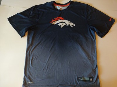 Nike NFL Denver Broncos Dri-FIT Shirt Mens Large Navy Grey Gradient Ombre Fade