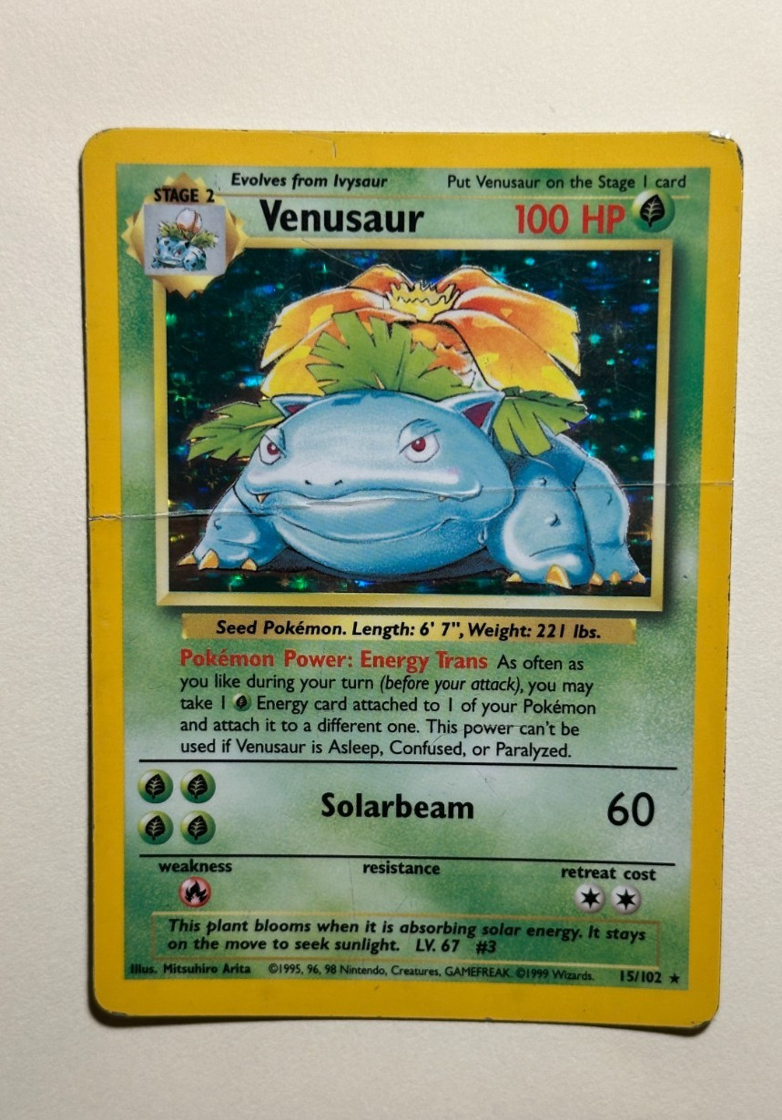 Pokemon Venusaur 15/102 Base Set Unlimited Holo Rare 1999 Heavily Played Damaged