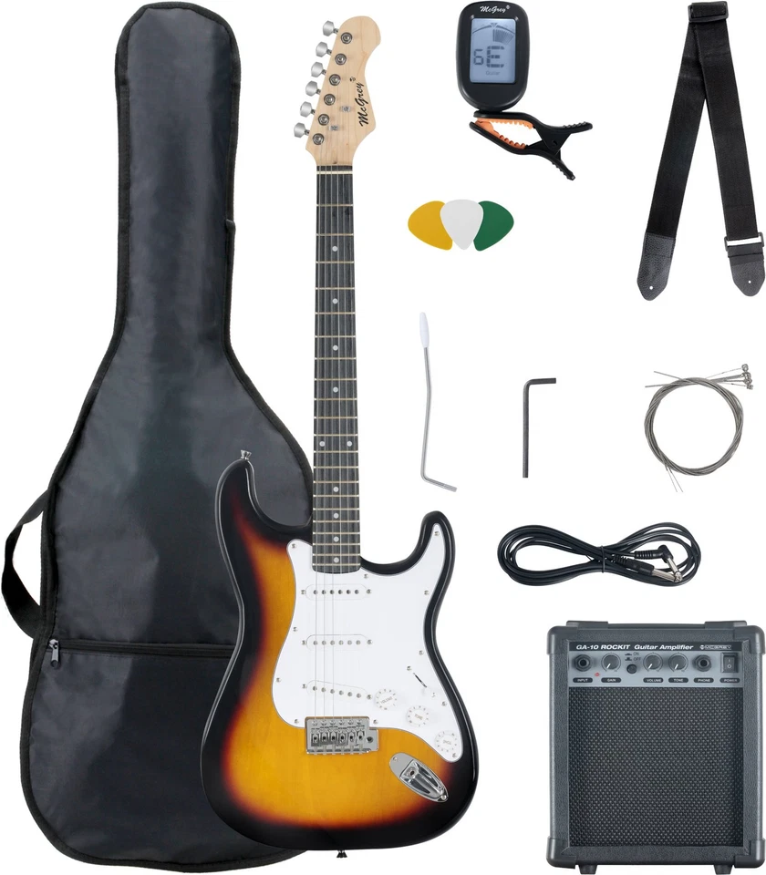 MCGREY JUEGO COMPLETO DE GUITARRA ELÉCTRICA AMPLIFICADOR AFINADOR AFINADOR GIGBAG BOLSA BANDA