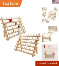 Space-Saving 2X60 Spools Wooden Thread Holder - Ideal for Sewing  Embroidery