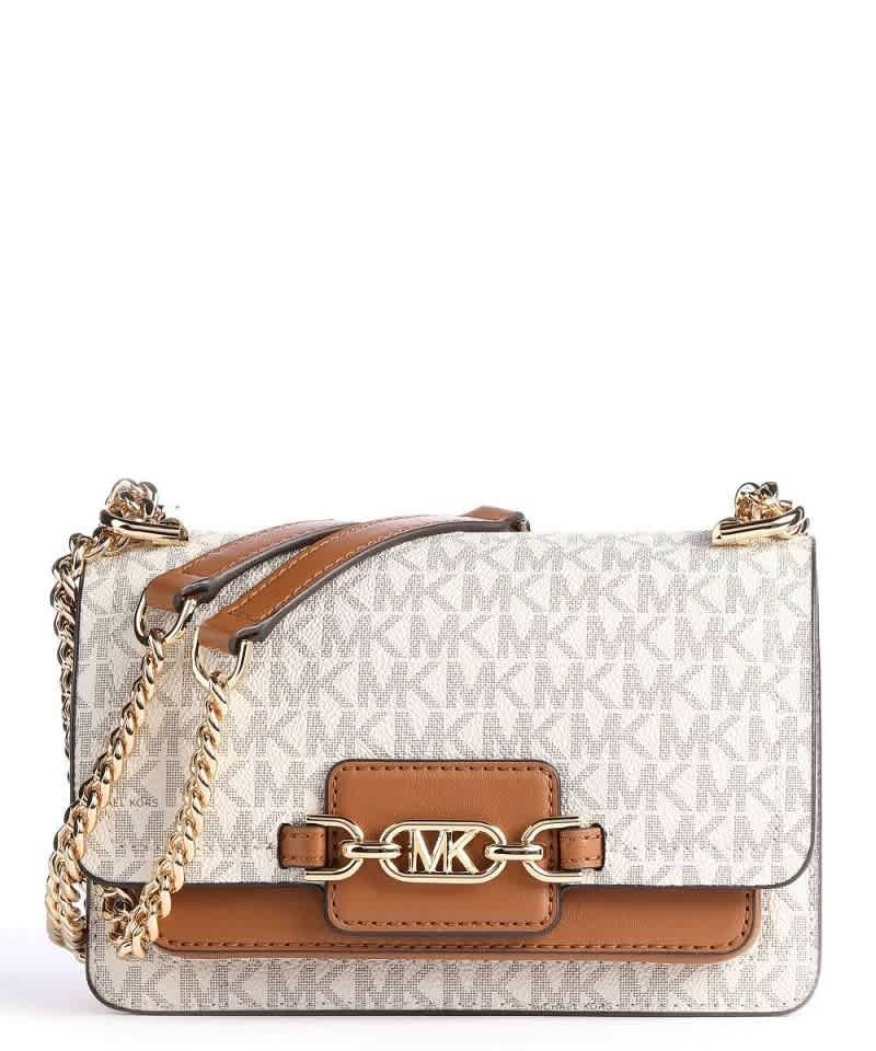 Michael Kors Ladies Heather Extra-small Logo Crossbody Bag -  Ivory/Acorn