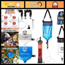 High-Capacity Gravity Water Filtration System - 2 Lightweight Bags for Camping,