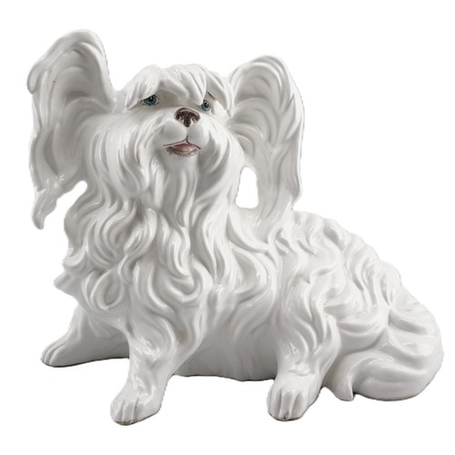 Life Size Vintage White Ceramic Terrier Dog Sculpture, Mottahedeh, Doorstop, 15”