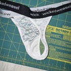 Wicked Weasel 665 Thong White Medium String Back Lace w/ Thick Black Waist Band — photo 8