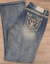 Grace in LA Easy Fit Embroidered Bootcut Jeans Med Wash Sz 32 Women Longhorn USA