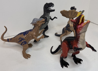 Kid Galaxy Lot of 4 Posable Dinosaurs All w/Lights & Sounds T-Rex & More