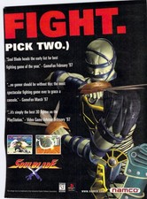 Vtg 1997 Soul Blade PS1 Print Ad SoulCalibur Namco Fighting Game 90s Wall Decor