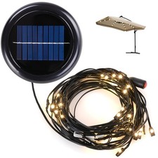 40 LED Warm White Solar Light 9ft 8 rib Outdoor Patio Offset Aluminum Umbrella