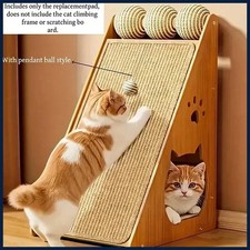 Standing Sisal Cat Scratcher with Hanging Ball, Space Saving Cat Furniture