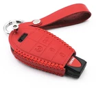 5 Buttons Red Leather For Dodge Challenger Charger IYZ-C01C Key Cover Fob Case