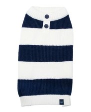 GAP Logo Blue  White Striped Henley, Pullover Puppy/Dog Sweater, Large