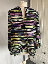Vintage Asymmetric Swing Purple Green Stripy Jacket - Joseph Ribkoff - Size 12