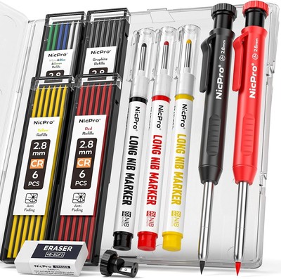 Nicpro 2 Pack CP1000 Carpenter 2 Pack, Black, Red, Yellow, Green, Blue, White 