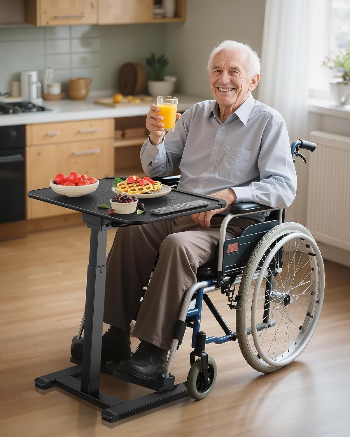 TV Tray Table Metal Adjustable Height Foldable Sofa Couch Bed Portable