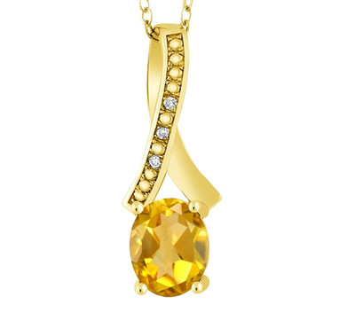 925 Gelbgold Beschichtete Silber 1,53 Karat Citrin Und Moissanit Damen Anhänger