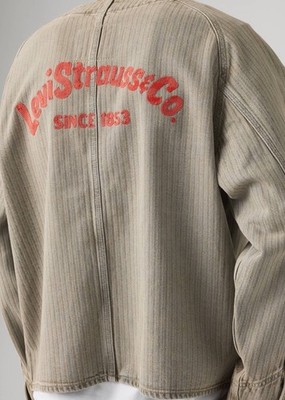 Levis Union Engineers Coat Beige Denim Cardigan Relaxed Fit 71390006 Men's Sz L