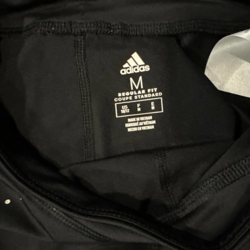 Adidas Glam Leggings M Youth Girls Sparkle Metallic Stars Black Silver Athletic - Picture 17 of 17