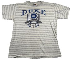 Vintage Duke Blue Devils T-Shirt 80s Castaways Striped Gray USA Rare Small