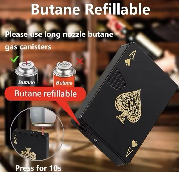 Creative Playing Cards Ace of Spades Lighter Butane Windproof Straight Metal