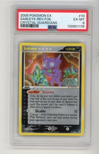 2006 Pokémon TCG Sableye Reverse Foil #10/100 Crystal Guardians PSA 6 EX (CF)