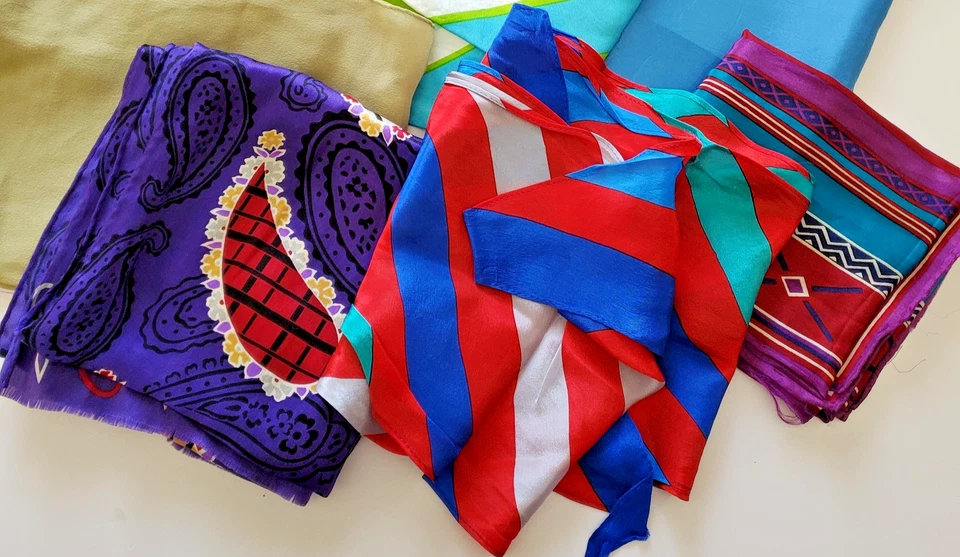 Шарф резак лот 7 шелк атлас винтажный 4,4 унции Liz Claiborne Vera Crafts перепрофилирование - Изображение 2 из 4