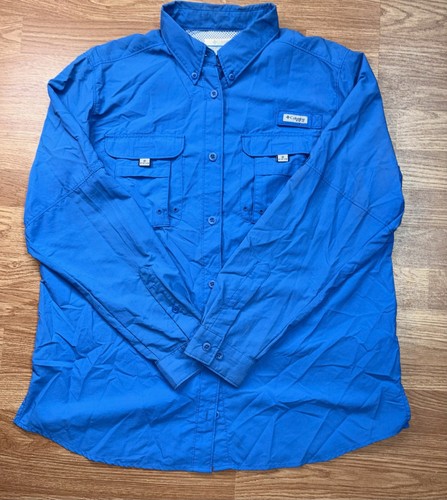 Columbia PFG Shirt Women L Blue Long Sleeve Fishing Outdoor Vented