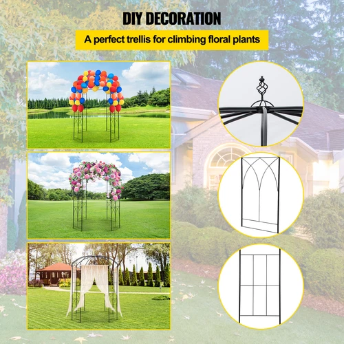 VEVOR Pavillon Gartenbogen Vogelkäfigform 2,4x2 m Hochzeit Garten Schwarz - Bild 5 von 12