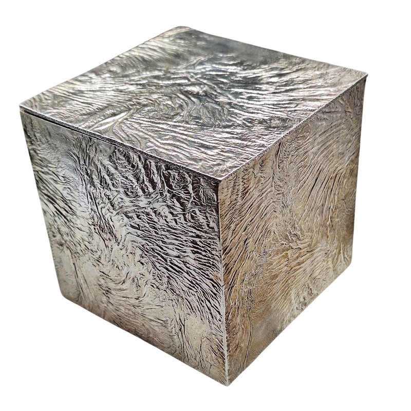 Large Tiffany & Co. Modernist Sterling Silver Textured Samorodok Cube-Form Box