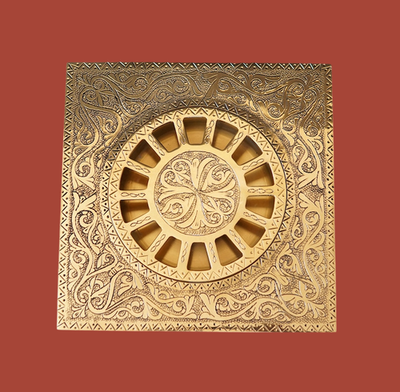 #ad Solid Brass Square Shower Drain with Engraved Detailing – Ideal for Bathrooms $91.35