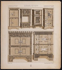 1890 - Schränke Und Tresore - Prunkmöbel - Alte Lithographie