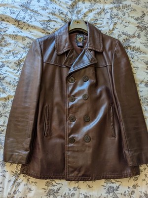 Schott 640f USA leather pea coat