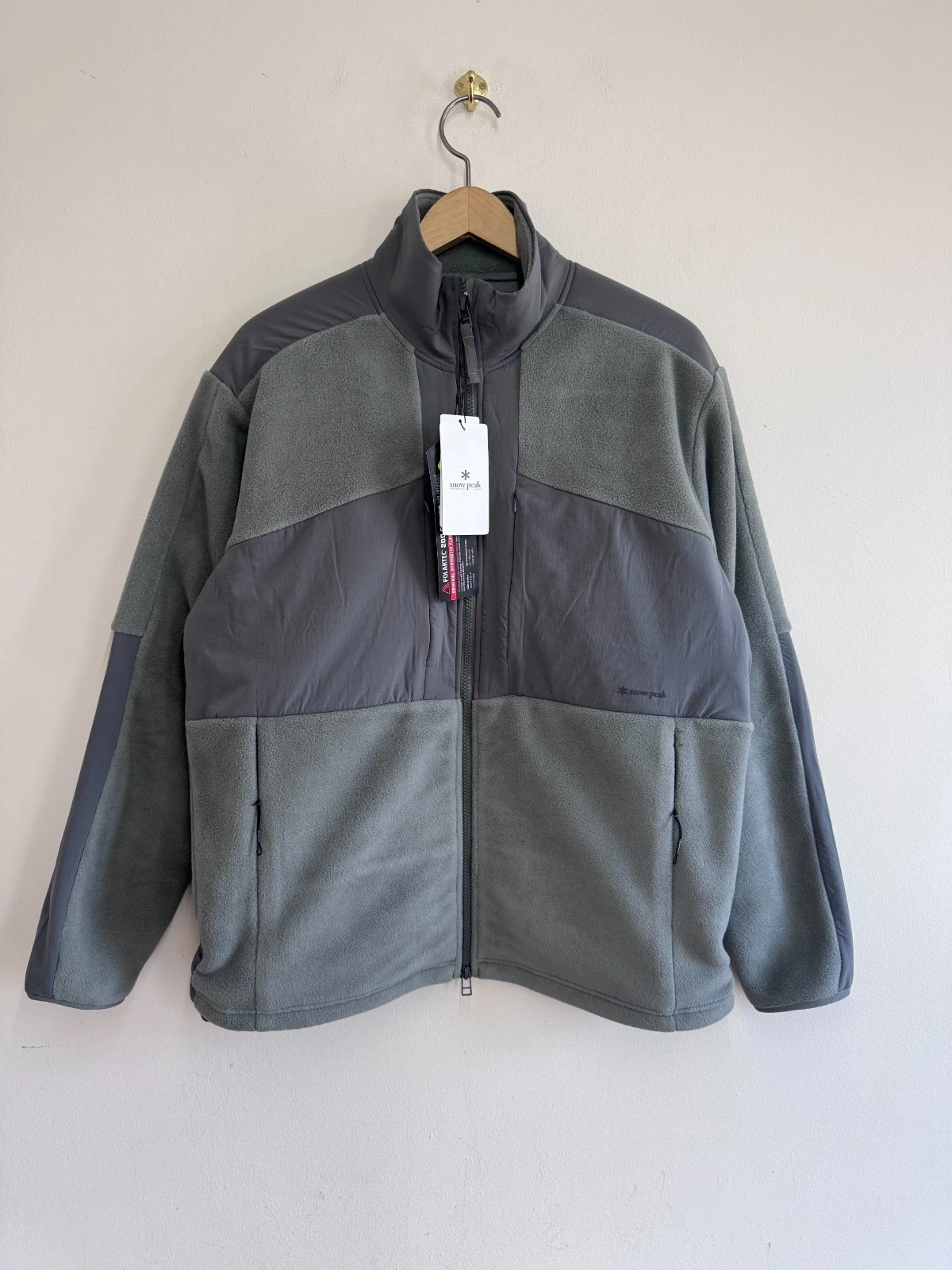 Snow Peak Double Face Fleece Jacket M Grey Polartec 200 NWT Technical