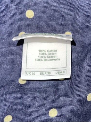 LAURA ASHLEY ANNI 80 ABITO VESTITO SMANICATO BLU NAVY-BIANCO A POIS TAGLIA 10 - Foto 11 di 11
