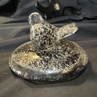 1960s murano glass Gold Fleck On Black Bird On Base Paperweight 5 In