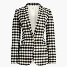 J crew Factory Women's Wool Blend Buffalo Check One Button Blazer Size 6