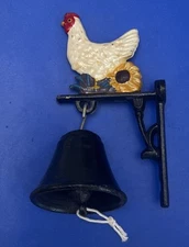 Small Vintage Cast Iron Chicken Bell Dinner Bell